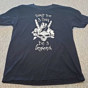 Human Unlimited Womens Medium Black Skull Graphic T-Shirt Crew Neck Short Sleeve
